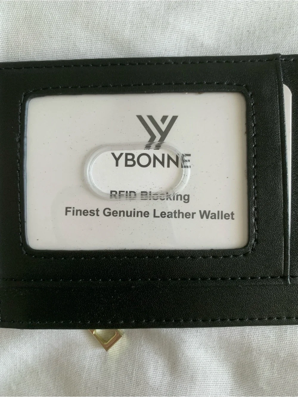 YBONNE Black Leather RFID Blocking Slim Card Holder Zipper Wallet NWT